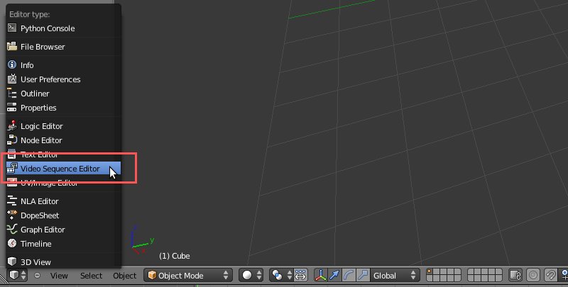 Blender VSE in menu