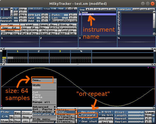 calculate bpm with milkytracker