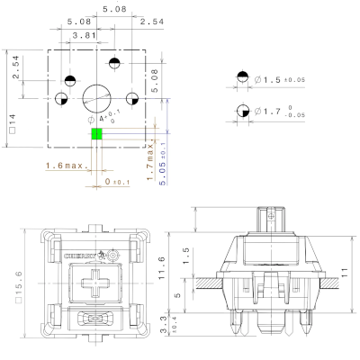 Cherry MX blue dimensions