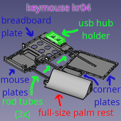 KeyMouse kr04 plates and full-size palm rest